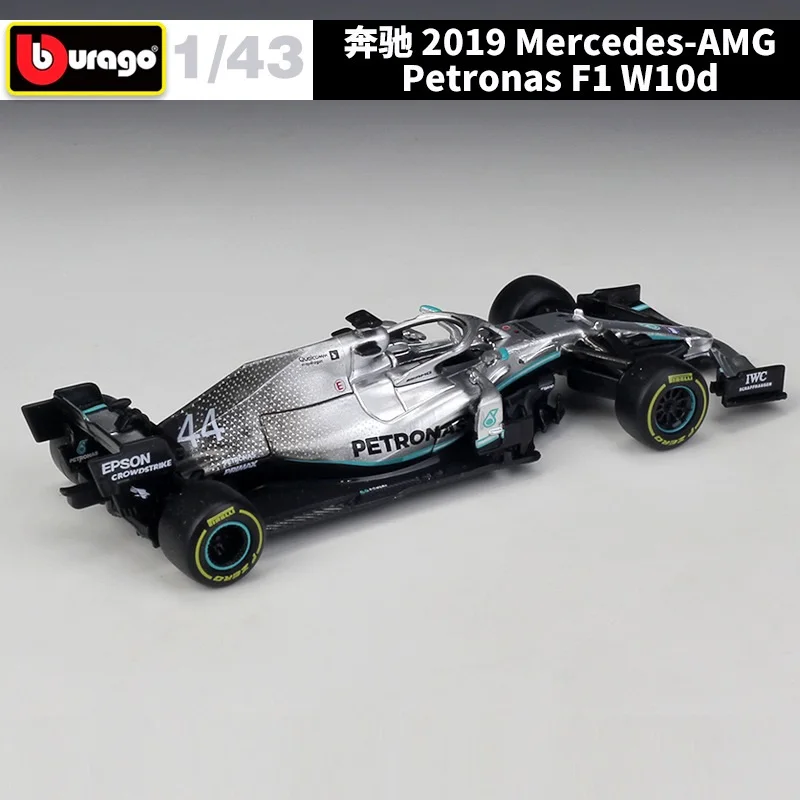 1:43 Bburago F1 2019 Mercedes Benz AMG Petronas W10 EQ Power No44 Lewis Hamilton No77 Valtteri Bottas Formula One Diecast Cars|Наземный