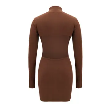 Autumn winter turtleneck knitted dress women bodycon sexy backless long sleeve party mini dresses