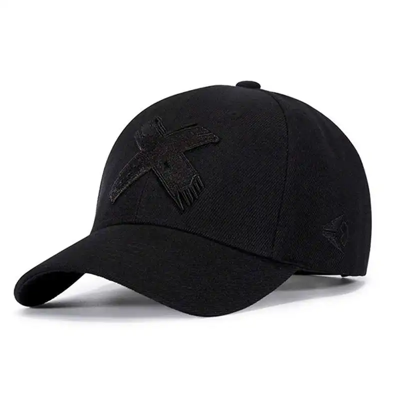 Gorra de béisbol bordada de marca de moda negra para hombre nueva de otoño e invierno_voghion.com