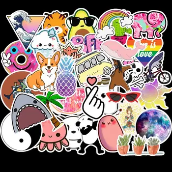 

50pcs Cartoon Small Fresh Stickers for Luggage Laptop Decal Skateboard Sticker Moto Bicycle Guitar Fridge Waterproof Sticker