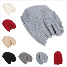 Зимняя шапочка, теплая вязаная шапка, модная мужская и женская, мешковатая, теплая, вязанная крючком зимняя шерсть, Вязаные Лыжные детская Шапка-бини шапка с припуском, шапка#105