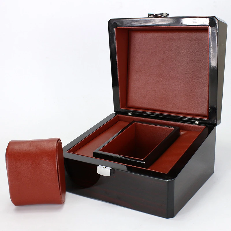 Блестящая лакированная деревянная коробка высокого класса коробка для часов серии ювелирных изделий Коробка для хранения часов