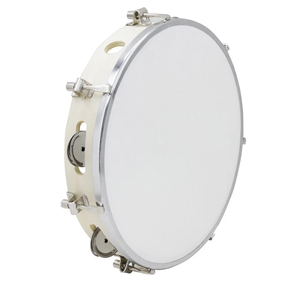 Durable 10 Inch Tambourine Percussion Drum Wooden Hand Held Tambourine Drum Bell Instrument For Kids Musical Educational Toys