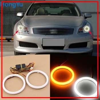 

for Infiniti G35 2006 2007 2008 Cotton Switchback LED Dual Color Angel Eye White Amber turn signal light