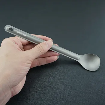 

A231 Healthy environmental protection pure titanium long handle spoon outdoor camping lightweight titanium tableware EDC