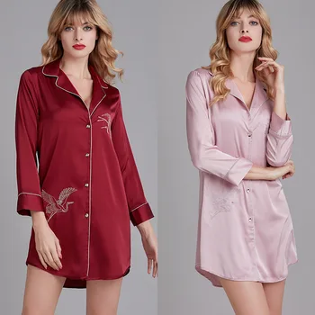 

Summer Sexy Lady Nightshirt Nightdress Women Lounge Robes Casual Nightgown Chinese Style Sleepwear Sleepshirt