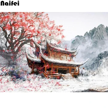 

Diamond Painting Kit Flower Home Decoration Embroidery Building Handmade Gift Mosaic Scenery Diamond Art