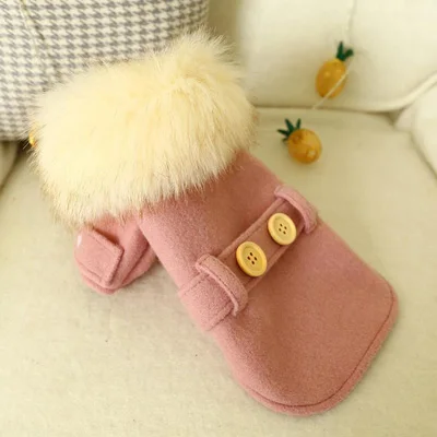 Pink Warm Winter Jacket For Dogs Polyester Coat Dog Clothes Two Feet Pet Costume French Bulldog Clothes For Small Pets XS S M L XL - Цвет: Pink