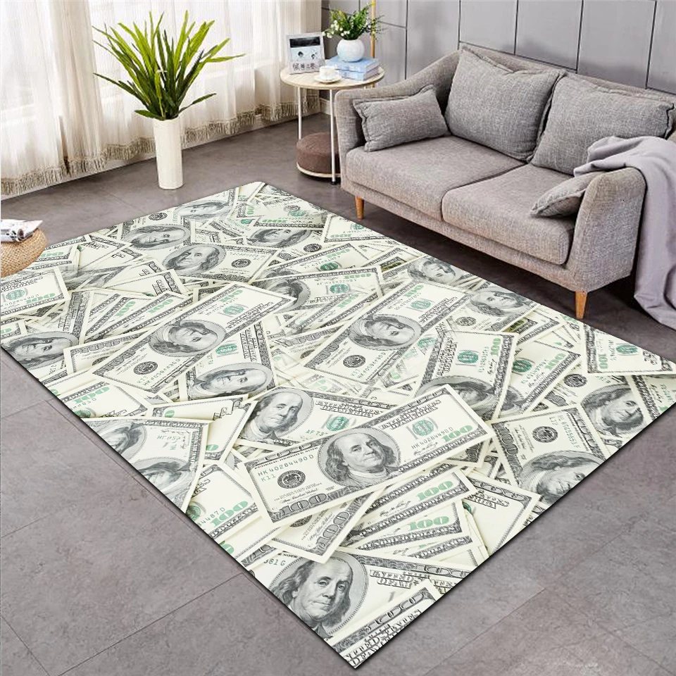 

New money Dollar 3D Carpet For Living Room Area Rug Floor Mat Bedside Hallway Doormat Kids Bedroom Carpet Home Decoration 00