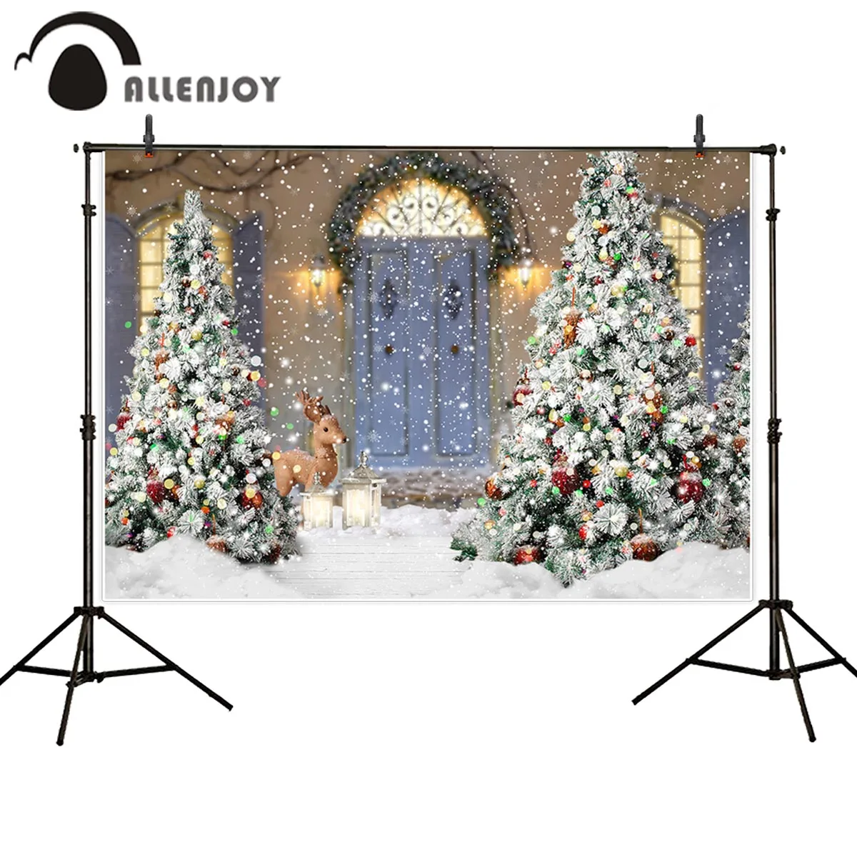 Allenjoy новогодний фон для фотосъемки Лось Снежинка Рождественская елка зимняя Арка Дверь дети Фотофон фон для фотосъемки