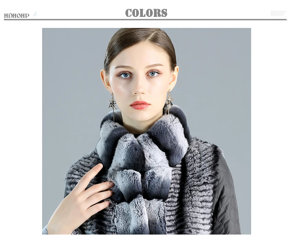 HDHOHR New High Quality Real Rabbit Fur Coat Women Down cotton Natural Fur Jacket Winter Fashion Rex Rabbit Fur Coat Female