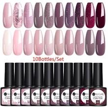 UR SUGAR 10Pcs/set Color Gel Nail Polish Set 122 Colors Semi Permanent UV Led Gel Varnish Soak Off Nail Lacquers Base Top Coat