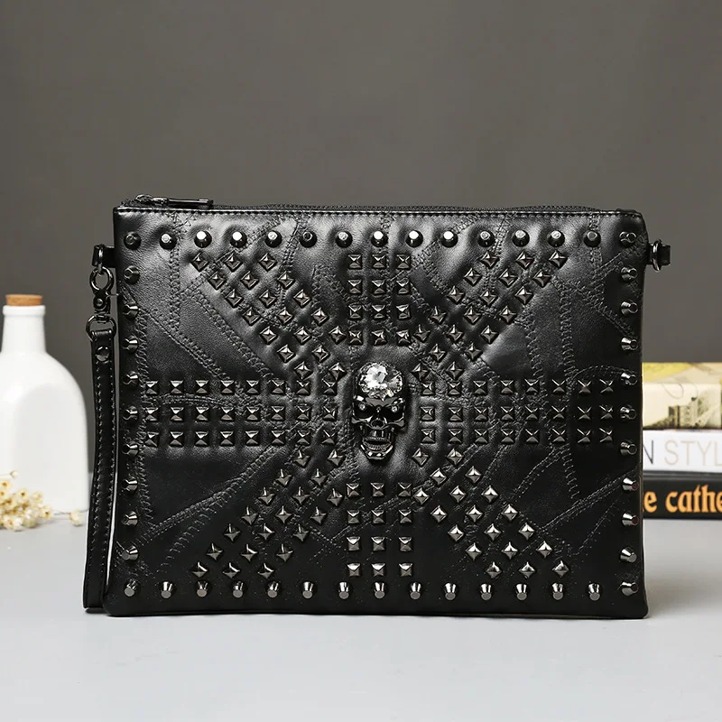 

Single shoulder bag Korean version of the new men's handbag fashion splice soft leather handbag