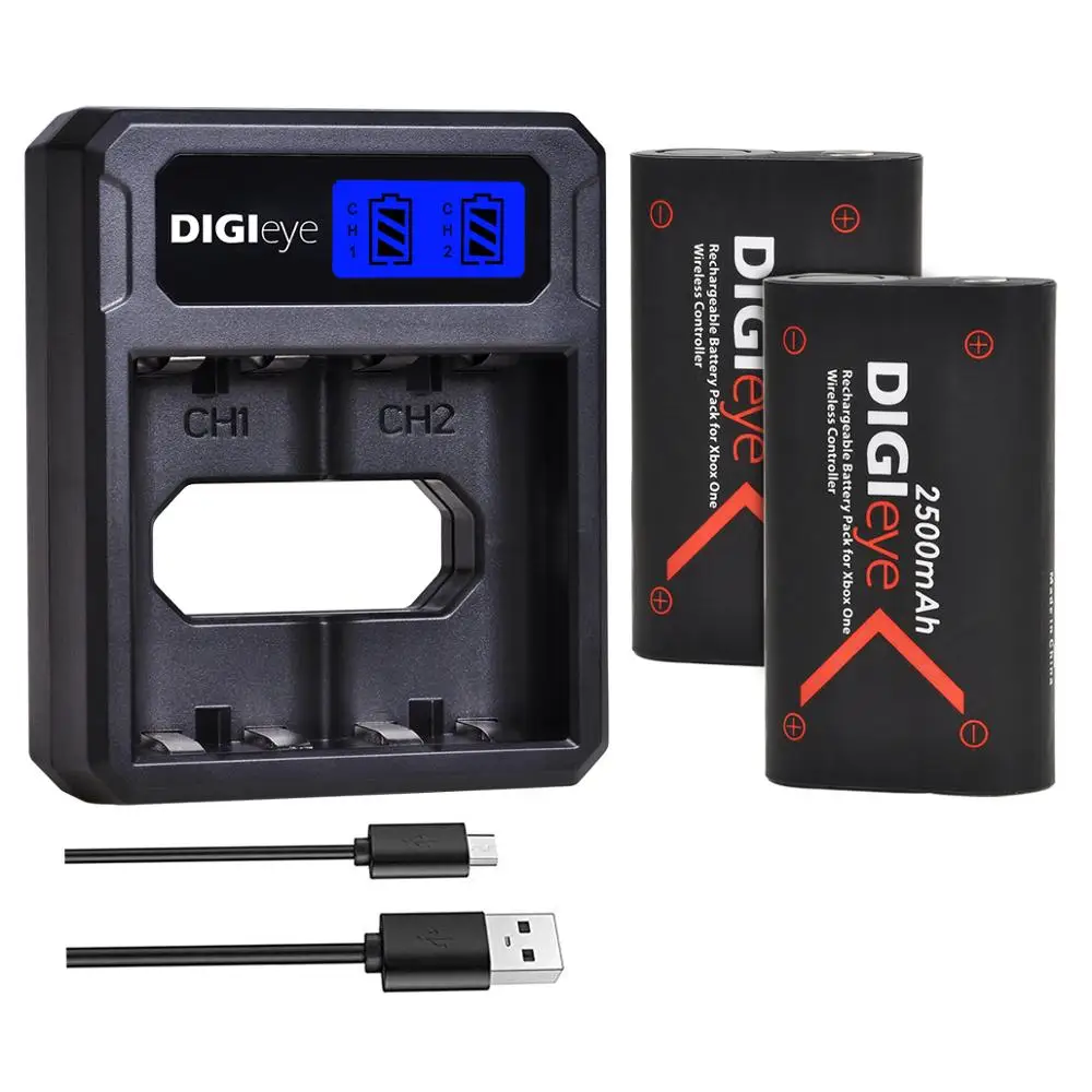 2X2500Mah Batteria Caricabatterie Doppio Lcd Per Xbox Series X | S, Xbox One, Xbox One S, Xbox One X, Controller Wireless Xbox One Elite