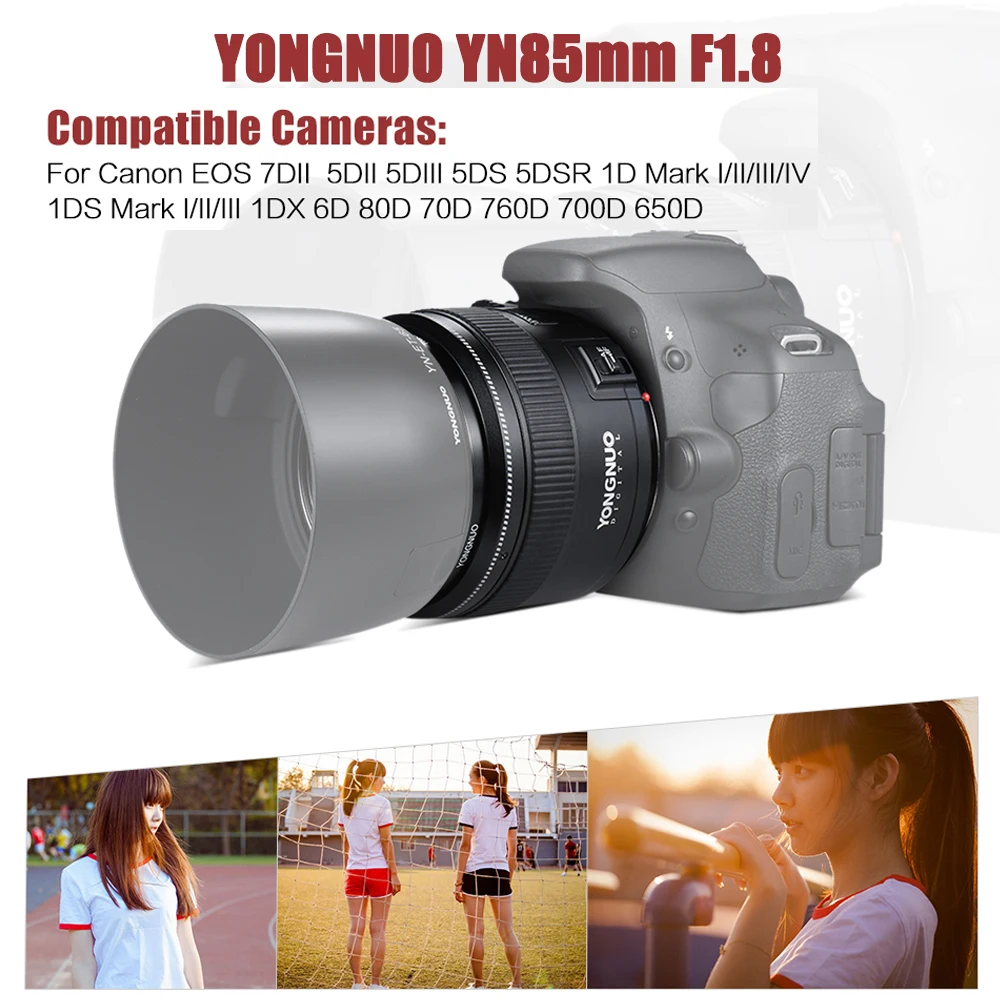 Объектив YONGNUO yn85 мм F1.8 для камеры Canon EF 7D 5D Mark III 80D 760D 650D стандартный объектив