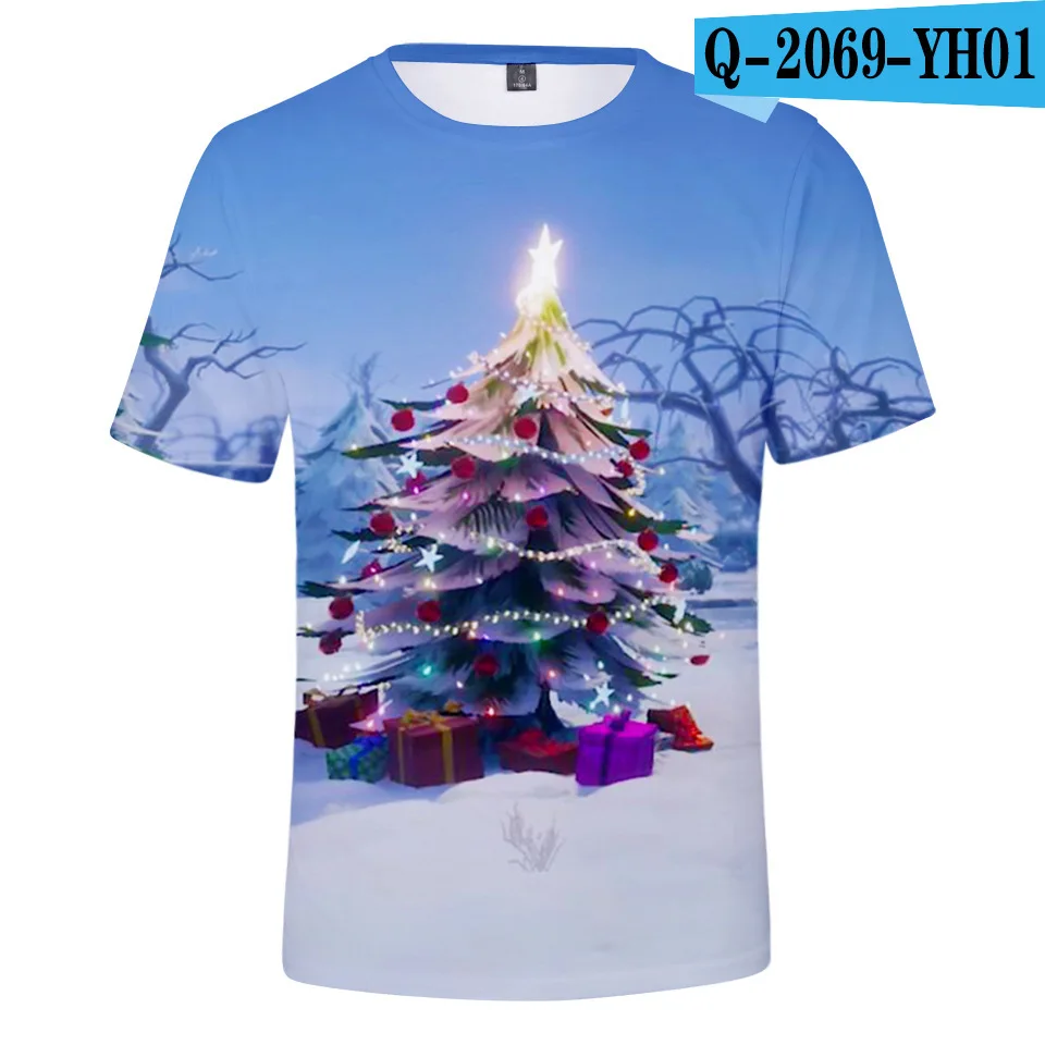 COLOR 15 DLF 3-20 веселые футболки в рождественском стиле для детей модные топы для мальчиков, футболка с короткими рукавами Повседневное 3D со сплошным рисунком футболка для рубашки для девочек - Цвет: COLOR 15