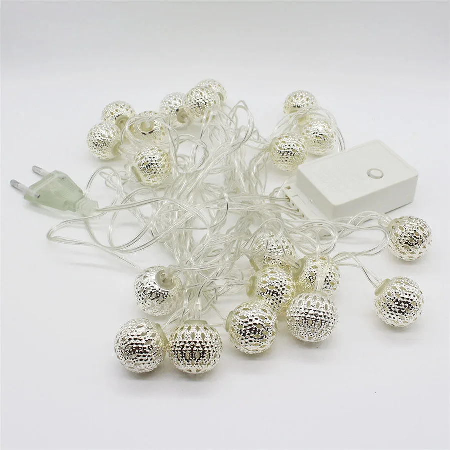 4M 20LED марокканский шар, сказочные гирлянды, уличные медные гирлянды для патио, рождественские украшения для свадебной вечеринки
