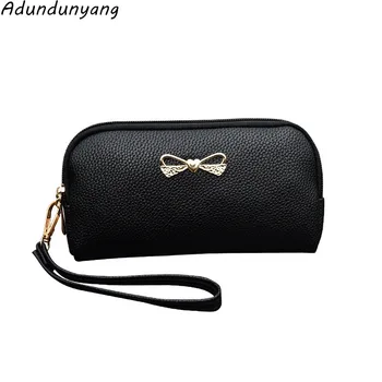 

2020 New women Clutch Bag Fashion Bow wallet Mobile Phone Bag lady Double Zip Coin Purse