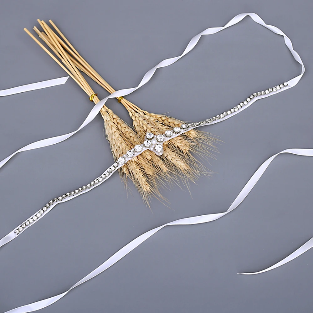 

TOPQUEEN Bride Belt Pearl Ribbon Rhinestone Dress Belt Girdles Fast Delivery to Russia Simple Rhinestone Belt Beaded Belt S391