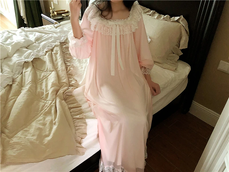 Ночная рубашка, женская зимняя одежда для сна, милое Фланелевое платье принцессы в стиле ретро, женская ночная рубашка