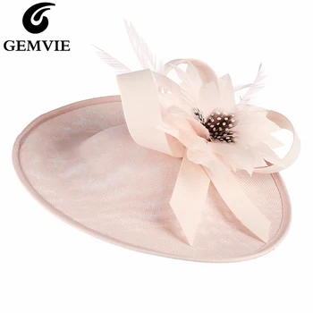 

GEMVIE Pink Feather Women Large Fascinator Hat For Wedding Cocktail Party Church kentucky Derby Sinamay Pillbox Hat