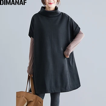 DIMANAF Winter Plus Size Women Sweatshirts Pullovers Female Tops Shirts Turtleneck Big Size Loose Casual