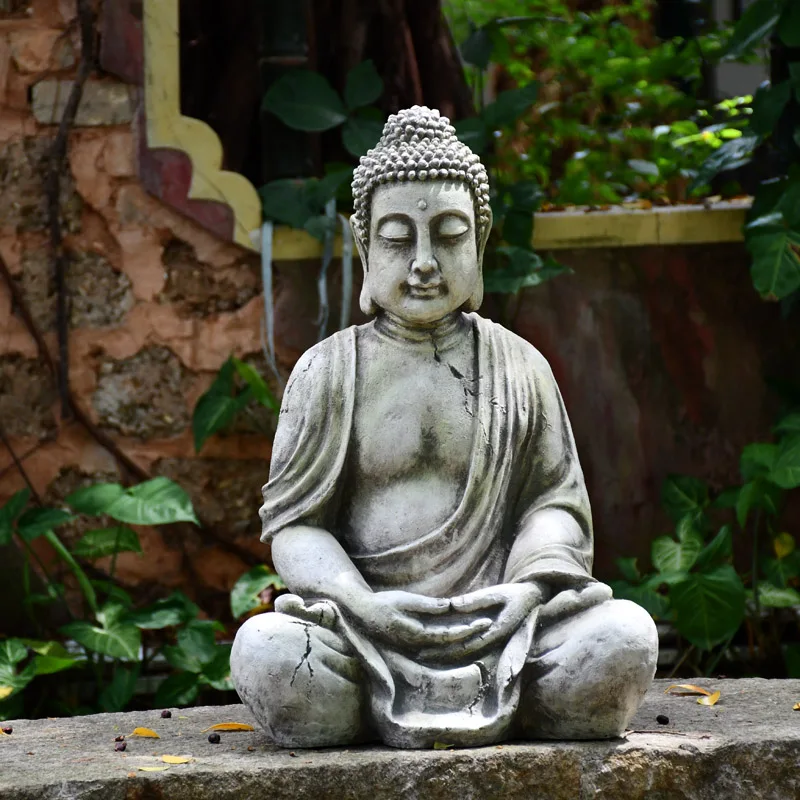 Estatueta vintage de buda para ambientes internos e externos, decoração de jardim e escritório, estatueta de budismo zen para decoração