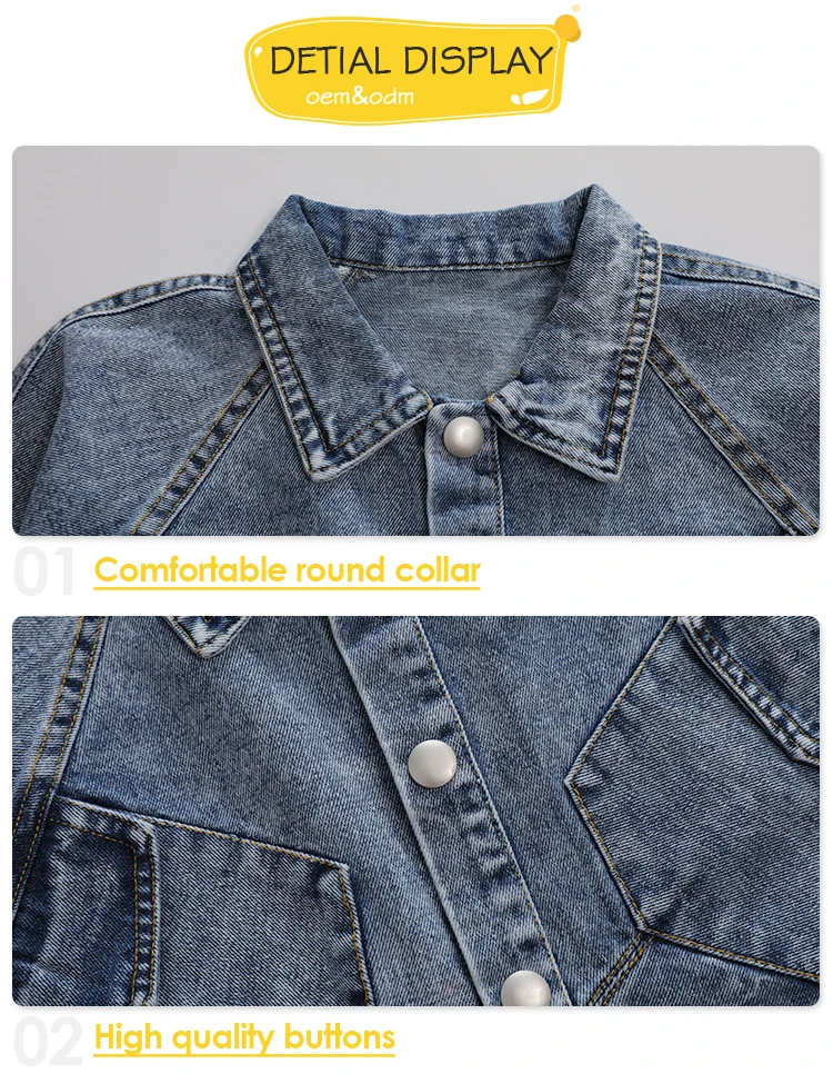 Vintage Children Clothing Spring Denim Jeans Girls Outfit Boutique 2pcs Set Kids Clothes Two Pieces  Girls Denim Clothing Sets
