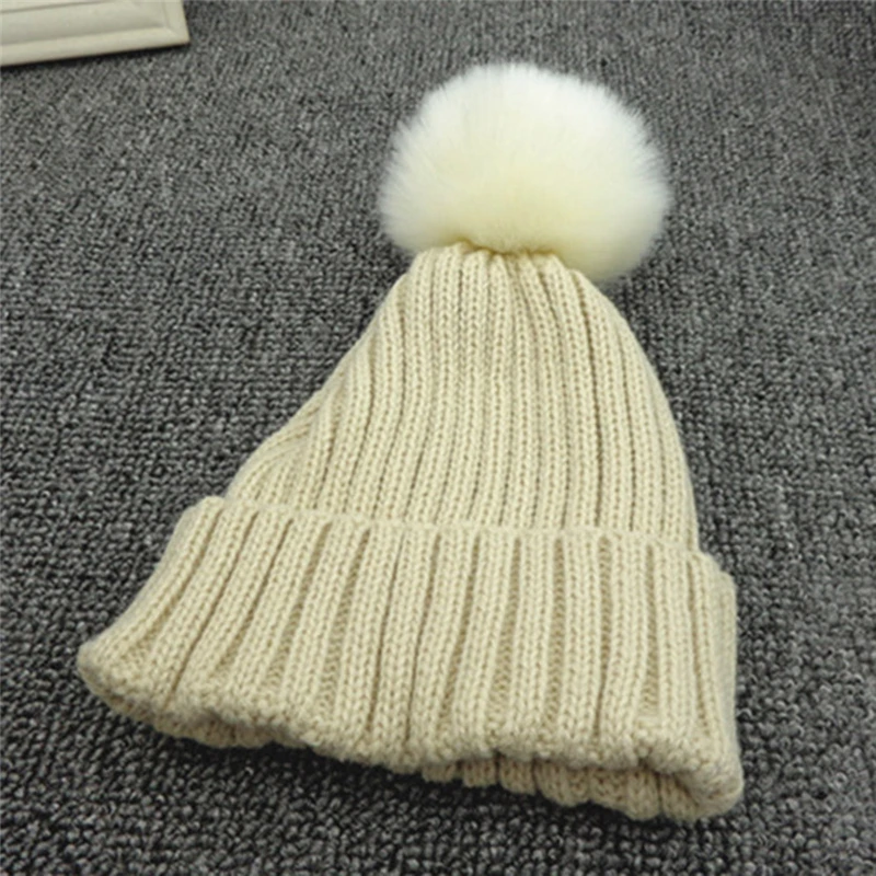 Детские шапки бини унисекс с помпонами для детей сохраняющие тепло вязаные