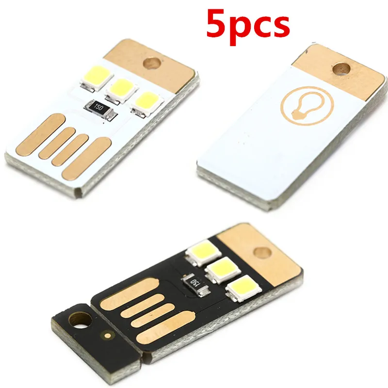 5 шт./лот миниатюрная карманная Usb Карта светодиодный ночной Светильник для