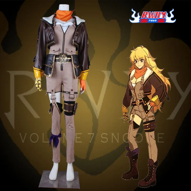 

Anime RWBY Yang Xiao Long Battle Uniform Cosplay Costume Pu Leather Full Set Women Halloween Free Shipping 2019 New Customized.