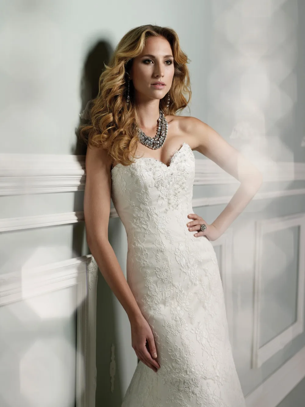 Frete grtis nova chegada nova moda elegante sereia cetim branco contas/marfim vestidos de noiva vestido de noiva pr-74
