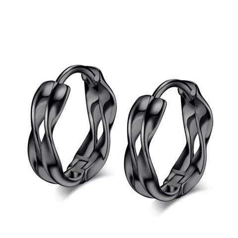 Hoop Earrings for Men Simple Black Gold Cartilage Earings Wave Shape Punk Hiphop Accessories Fashion Trendy Jewelry KAE271