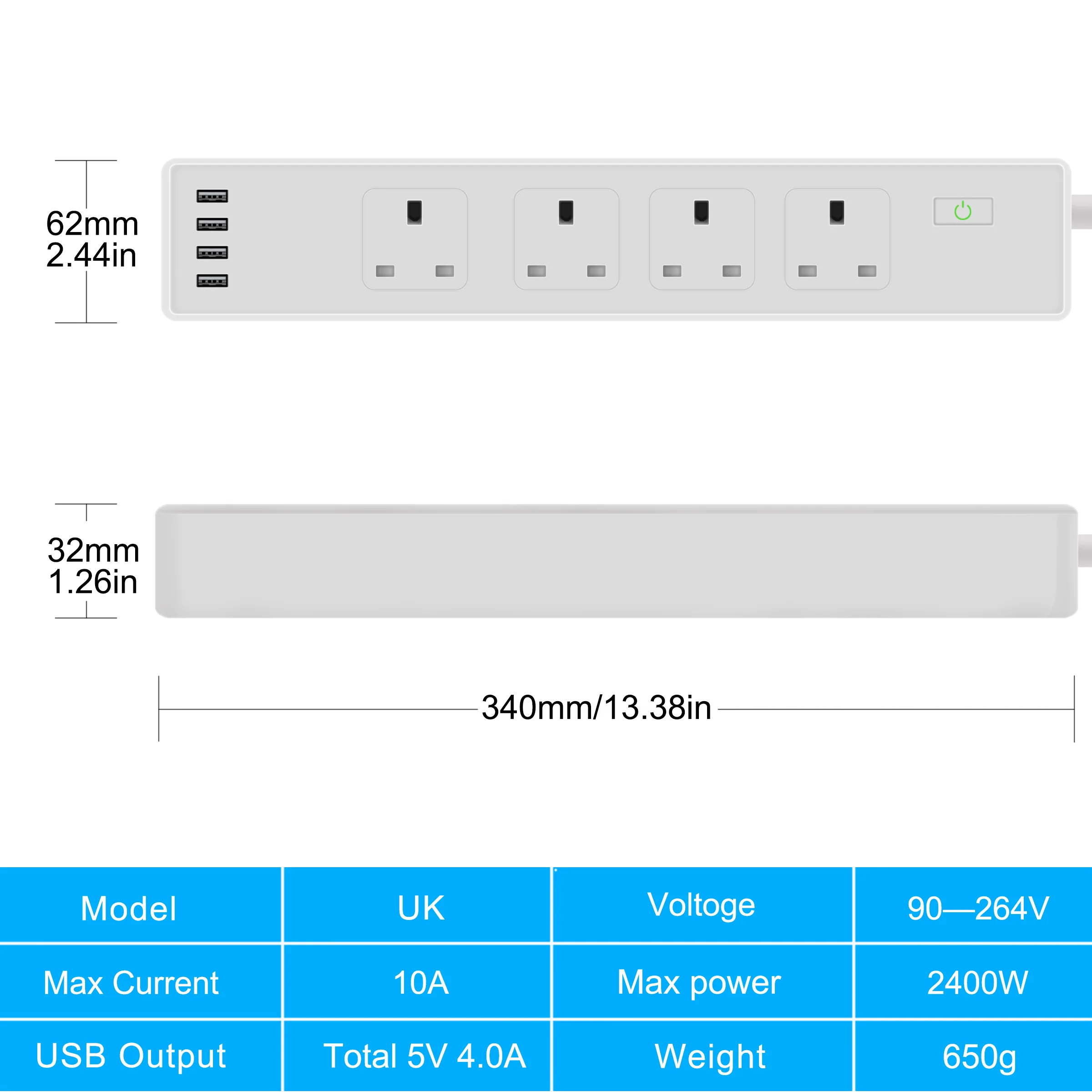 Wifi Smart power Strip 4 умная розетка Великобритания с 4 usb-портом Tuya App голосовое Беспроводное дистанционное управление работает с Alexa Google Home