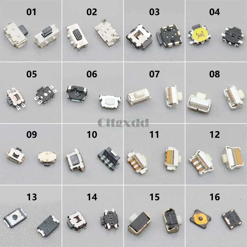 

Cltgxdd 16models 16PCS/Lot Tactile Tact Push Button Switch 2Pin 4Pin DIY SMD Microswitch 2*4*3.5 3*6*3.5 3.7*1.2*3.6 3.5*1.3*3.5