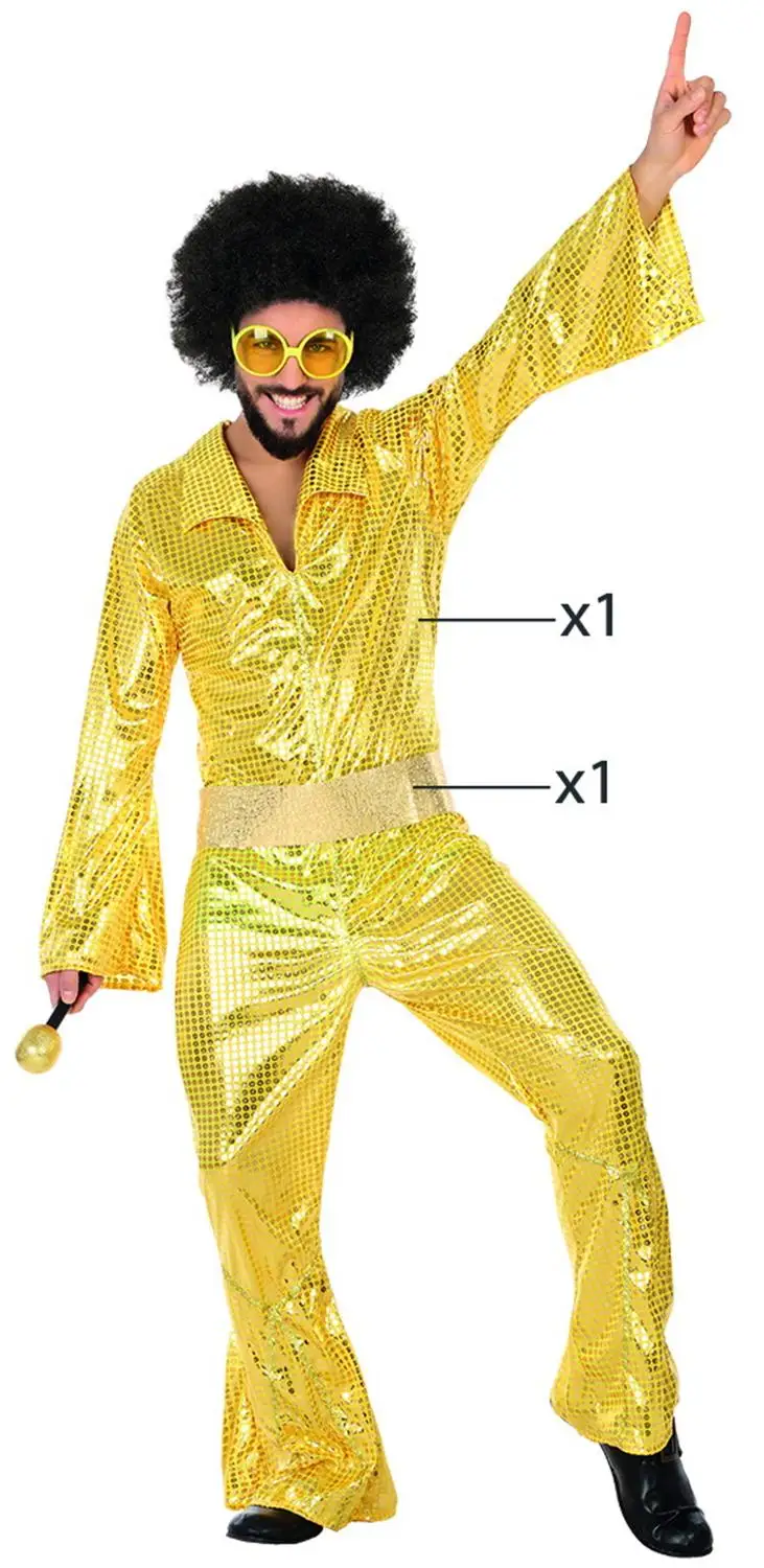 Phertiful 60S Disco Costume for Men Party Clothing Outfit Jumpsuit Costumes Plus Size