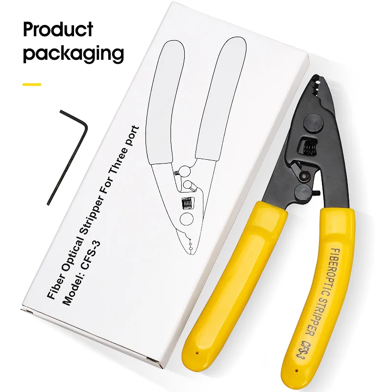 3 packs Fiber Optic Tool Kit CFS-2/3 Double/Three-Port Fiber Optical Stripper and Aramid Scissors and 3mm * 2mm Wire Stripper