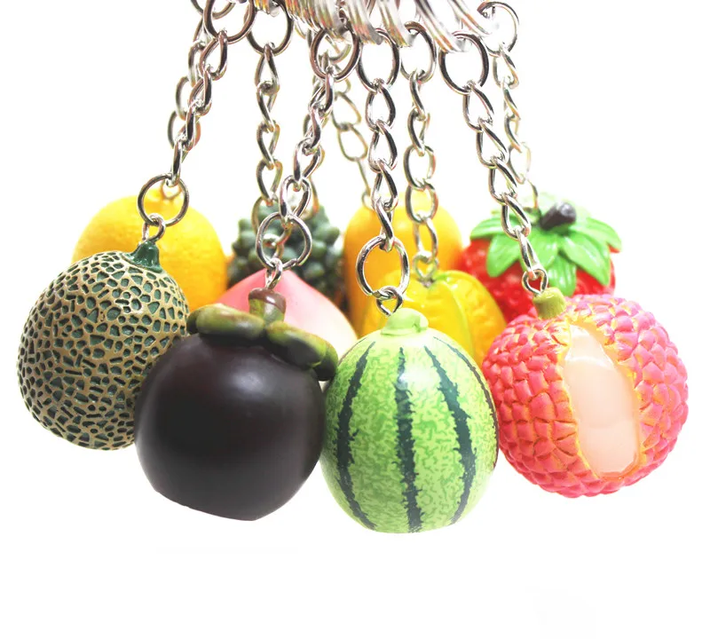 Funny Simulation Fruit Mangosteen/pineapple Keychain Fashion Creative Watermelon/Strawberry KeyRing Pendant Gift Fit Bookbag/Key | Украшения