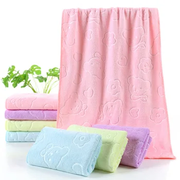 

Gaoyang Superfine Fibre Thick 35*75 Polyester and Nylon Brushed Cartoon Embossed Bear Towel Covers