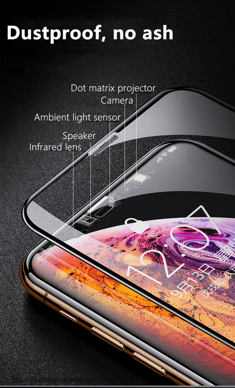Защитное стекло золотистого цвета для iphone 11 11Pro MAX полноэкранное покрытие из закаленного стекла на iphone X XS XR Защитная пленка для экрана