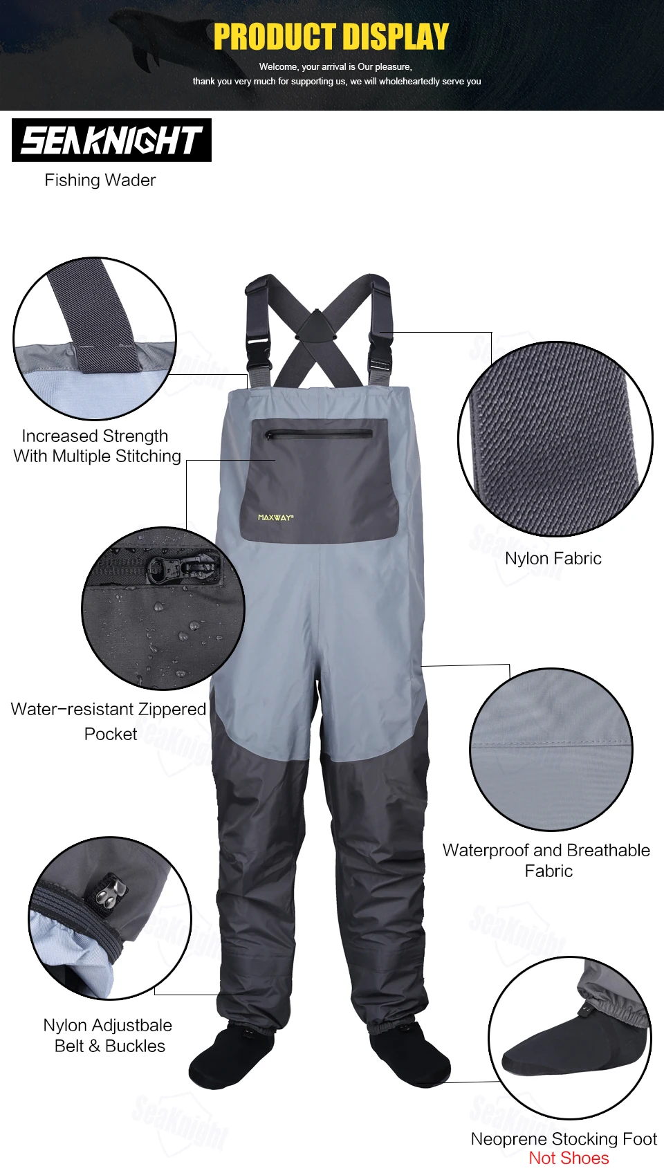 SeaKnight/уличные рыбацкие сапоги, штаны, переносные нагрудные комбинезоны, унисекс, одежда с усами, водонепроницаемые дышащие колготки для ног
