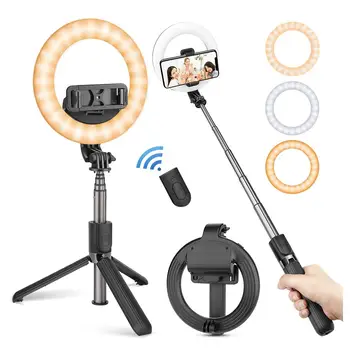 

Tripod Cellphone Tripod Live Broadcast Ring Fill Light Fold Selfie Stick Portable Dimmable Folding Fill Light Storage Stand