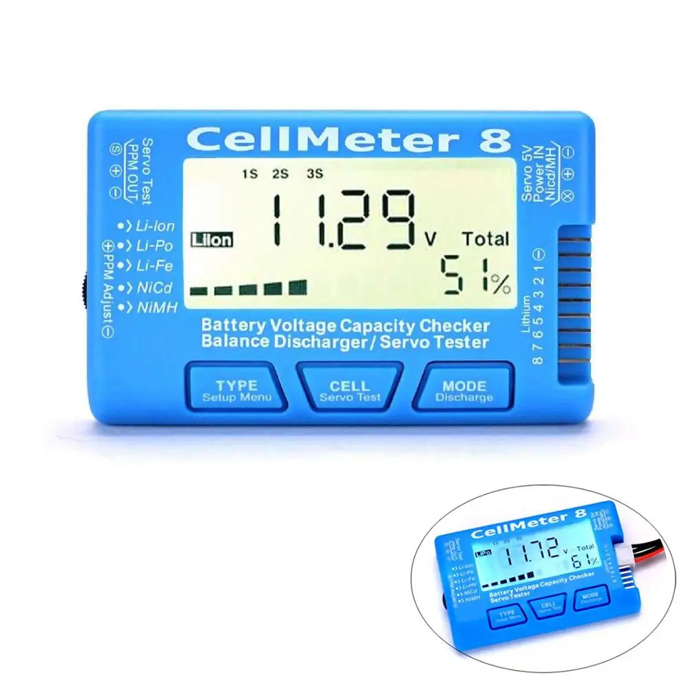 RC CellMeter-8 1-8S battery capacity voltage test meter LiPo li-lon NiMH meter 8  wholesale