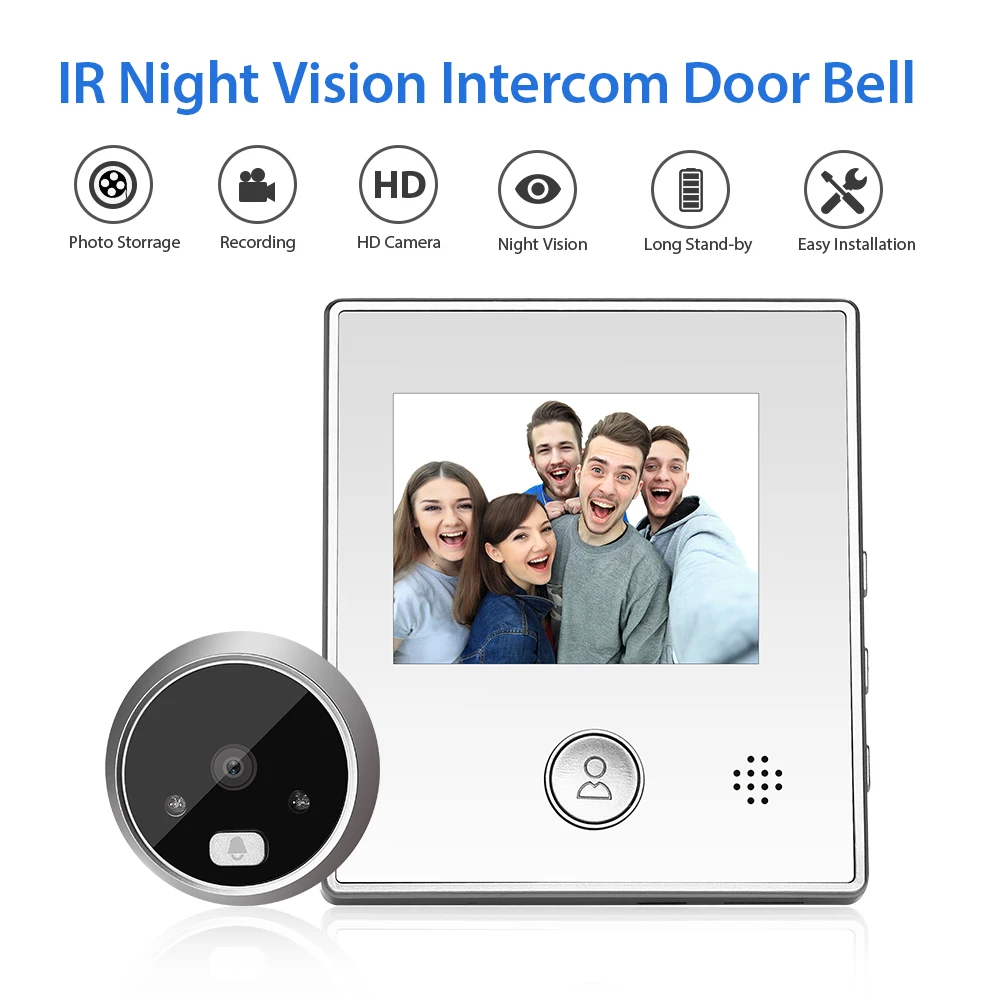 

2.8" Visual Doorbell Camera IR Night Vision Intercom Door Bell Viewer Smart Video Peephole Digital Door Eye Security