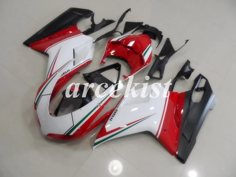 ABS полный обтекатель комплект подходит для DUCATI 848 evo 1098 1198 1098S 2007 2008 2009 2010 2011 2012 набор черный матовый - Цвет: red white