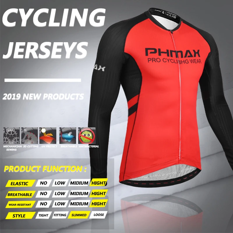 PHMAX осень дышащий MTB велосипед велосипедная одежда Италия Силиконовые захваты на шатун велосипеда форма длинный рукав Велоспорт Джерси набор