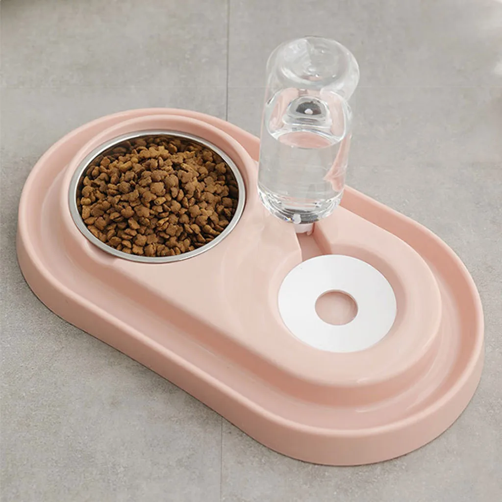 Миска для собаки, бутылка для воды, кормушка для собак кошек, Миски Двойного назначения, пластиковая миска для собак, кошек, автоматический диспенсер воды для миски, дозатор подачи