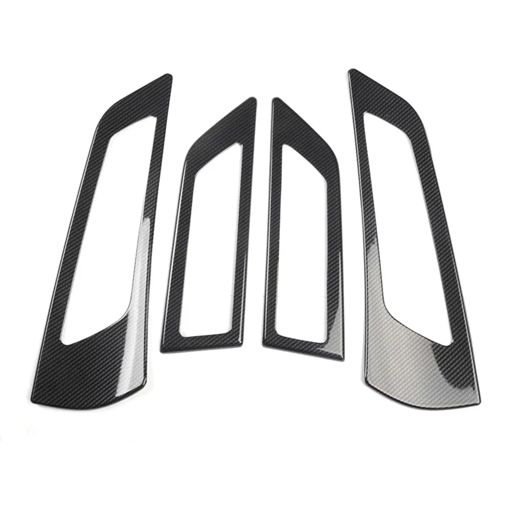Carbon Fiber Black 4 шт./компл. салона автомобиля Дверная ручка декоративная рамка наклейки для Jaguar XEL из АБС-пластика для вагонетки с противовесом - Название цвета: Carbon Fiber Black