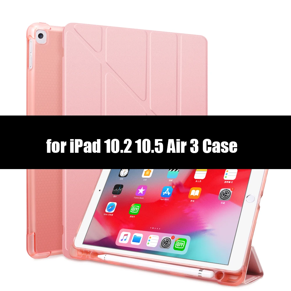 Для iPad Pro 10,5 чехол с карандашом держатель для iPad Air 3 чехол Funda, для iPad 10,2 чехол Pro 11 Air 1 2 9,7 - Цвет: Rose Gold-1