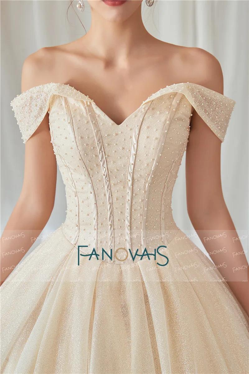 Элегантное свадебное платье цвета шампанского, свадебное платье с открытыми плечами, бальное платье, свадебное платье, свадебное платье